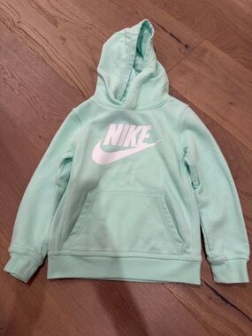 Nike Kids Mint Green Hooded Sweatshirt with White Logo